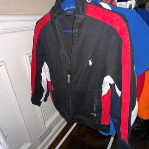 Polo by Ralph Lauren Men's Black Jacket with Red and White Accents